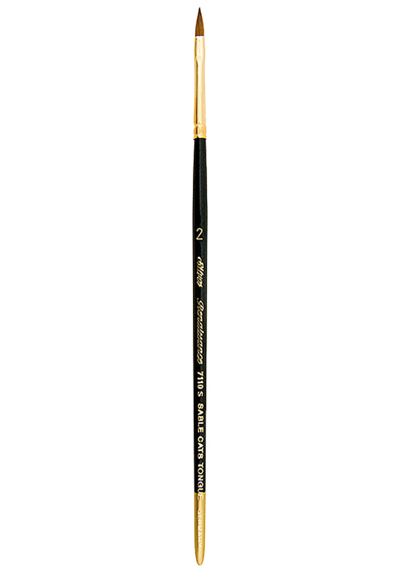 Silver Brush Limited 7110S-2 Renaissance Cats Tongue Paintbrush for Oil, Watercolor, Gouache, Inks, Dyes, Fluid, & Flow Acrylic, Size 2, Short Handle
