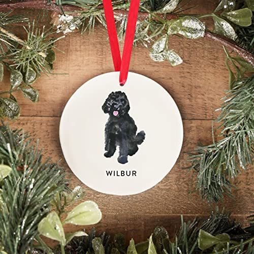 Zmoicky Personalized Christmas Black Labradoodle Ornament - Custom Pet Memorial Holiday Decoration