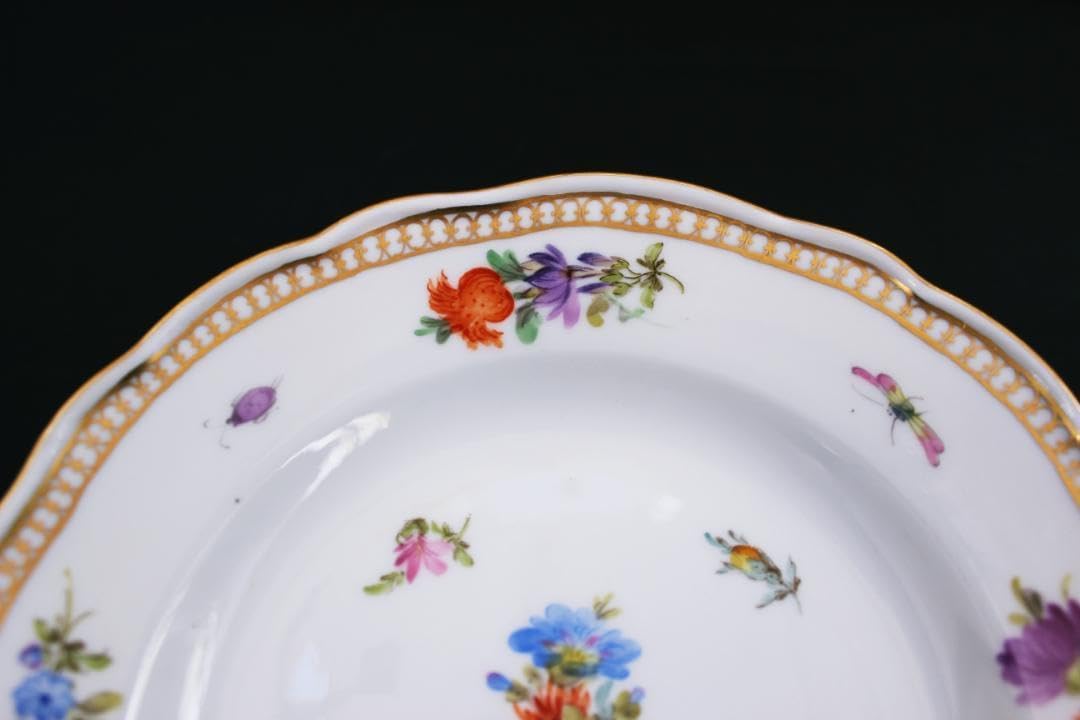 マイセン プレート 花 昆虫 Gカンテ フラワーブーケ アンティーク