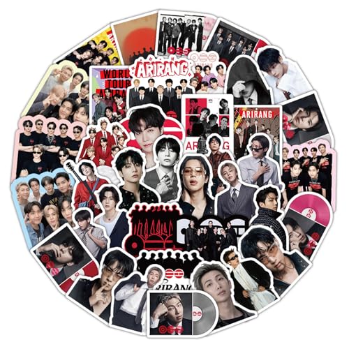 50PCS BTS ARIRANG Album Stickers, K-pop Bangtan Boys Vinyl Waterproof Stickers for Laptop, Water Bottle, Phone Case, Skateboard, Cute Aesthetic Decals for Fans