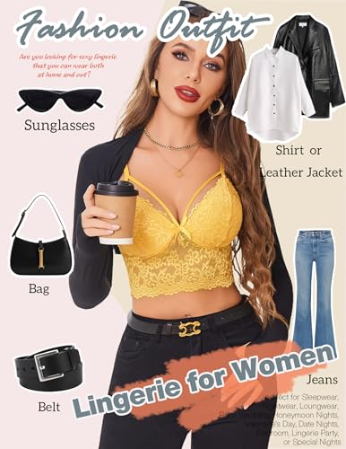Image of Avidlove Lace Bralette for Women Lingerie Spaghetti Adjustable Strap Tank Camisole Crop Top