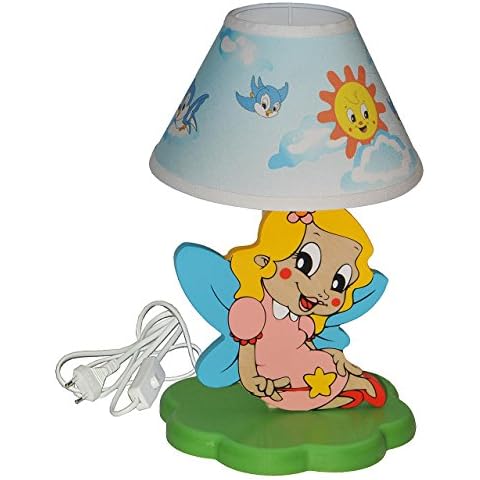 alles-meine.de GmbH hochwertige Tischlampe aus Holz - Fee/Elfe/Prinzessin mit Stern - 37 cm hoch - Kinderzimmer Tischleuchte - Lampe - Nachttischlampe für Kinder Stehlampe Cover