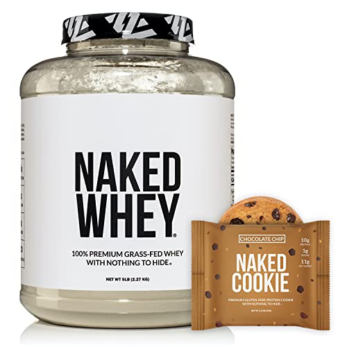 Grass Fed Protein Bundle: 5Lb Unflavored Naked Whey And Chocolate Chip Naked Cookies 12 Pack #TOP12