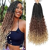 Boho Box Braids Crochet Hair 8 Packs Boho Crochet Braid Pre Looped 1B/30/27 Goddess Box Braids for Black Women 18 Inch Braid Crochet Hair Extension