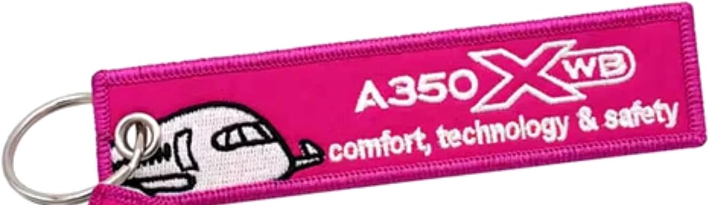 Airbus A350XWB Family A350 XWB Extra Wide Body Comfort Technology Safety Aerospace European Aircraft Design Manufacturer Air Airplane Airline Flight Keychain Key Tag Chain Fob Ring