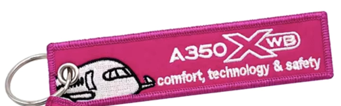 Airbus A350XWB Family A350 XWB Extra Wide Body Comfort Technology Safety Aerospace European Aircraft Design Manufacturer Air Airplane Airline Flight Keychain Key Tag Chain Fob Ring