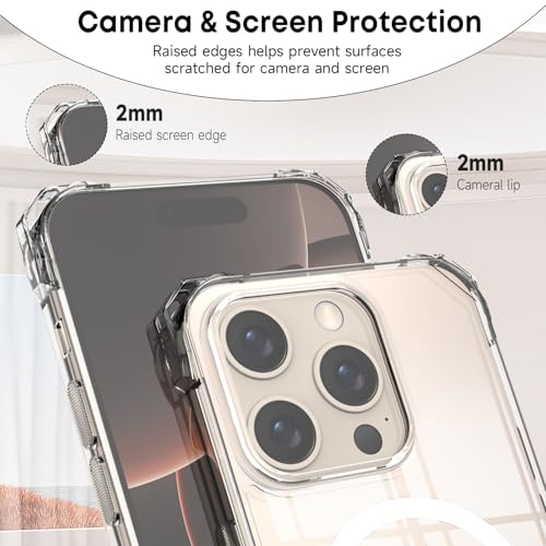 CAROKI Magnetic Crossbody Lanyard Case for iPhone 16 Pro Max,Slim Hard Back with Detachable Adjustable Neck Strap Compatible with MagSafe Durable Stylish Design Phone Cover for iPhone 16 Pro Max-Clear - Image 2