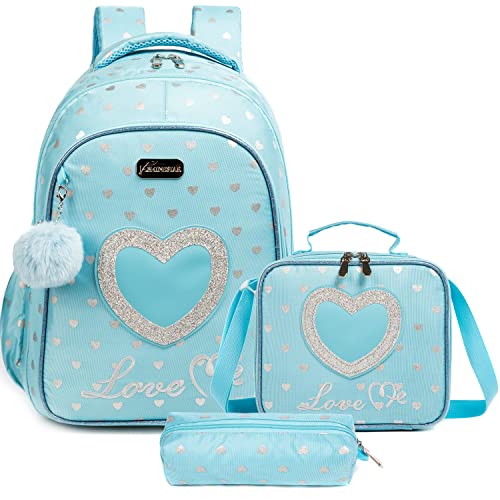 Egchescebo Sacs d'école filles Rucksack Set Hellblau