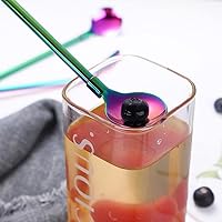 Vista 4 de Hoshen Juego de 7 cucharas de paja de acero inoxidable negro, popote reutilizable de 8.5 pulgadas, con estuche de transporte