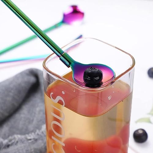 Miniatura 4 de Hoshen Juego de 7 cucharas de paja de acero inoxidable dorado, popote reutilizable de 8.5 pulgadas, con estuche de transporte (3 popotes2 cucharas