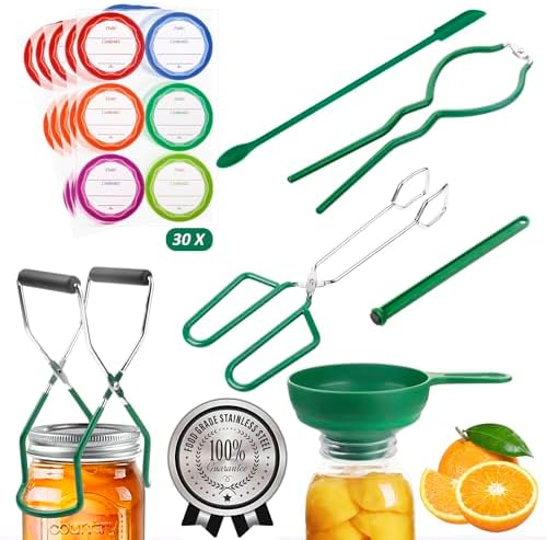 Canning Supplies Starter Kit – Canning Kits Set for Beginners, Canning Tools Utensil Set, Canning Accessories, Canning Equipment, Canning Essentials, Food Grade, Green
