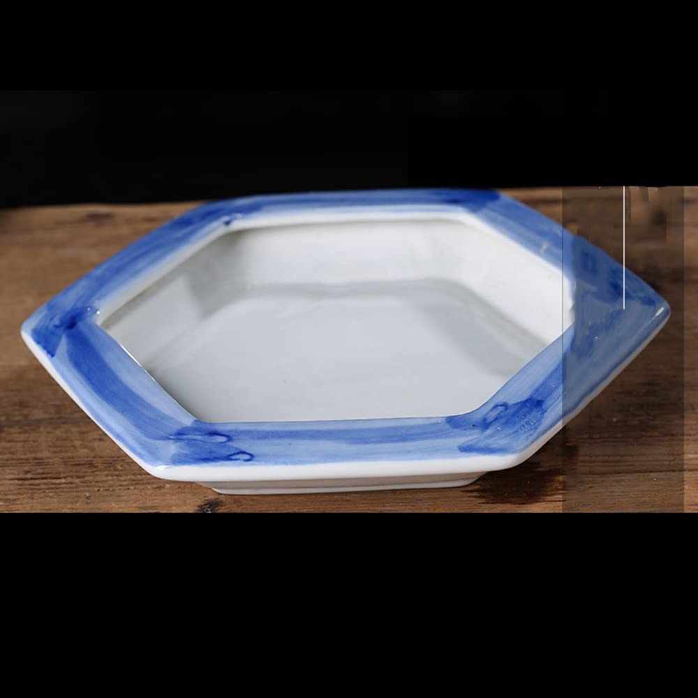 Chinoiserie Jingdezhen Domowa doniczka ogrodowa Ceramiczna doniczka Niebiesko-biała Kryta Doniczka zewnętrzna Starożytny orientalny Klasyczny 10,2 x 10,6 cala