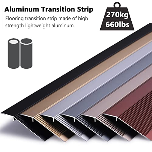 Etulle Floor Transition Strip Metal, Gray Black Silver Doorway Reducer With Non Slip Grain For Uneven Flooring, Large Drop Thresholds Ramp Self Adhesive (Color : C, Size : 115Cm (45.3In)) #TOP3