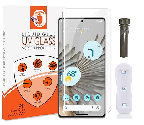 Image of STP FEEL Premium Curved UV Tempered Glass For Google Pixel 6 Pro (Transparent, Pack of 2) Advanced Border Less Full Screen Coverage UV Screen Protector Guard with Installation Kit