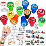 36PCS Train Party Favors - 24PCS Pre-Cut Temporary Tattoos & 12PCS Stamps - Ideal Transportation Railroad Themed Birthday Card Decorations Supplies Goodie Bag Kids Gifts Classroom Rewards Prizes