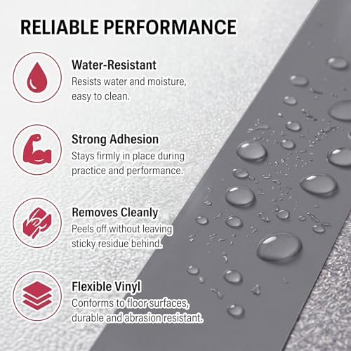 Image of Pangda 2 Rolls Dance Floor Vinyl Tape Grey 36 yd x 2 in Durable Tape Splicing Strong Adhesion No Residue for Gym Dance Room Restaurants Kitchen Floor Safety Marking