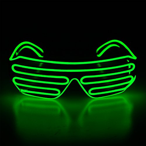 Aquat Glow Flashing Shutter Neon Rave Glasses El Wire LED Sunglasses Light Up DJ Costumes Voice Activated For Party, 80s, EDM RB02 (light green, black frame) 12