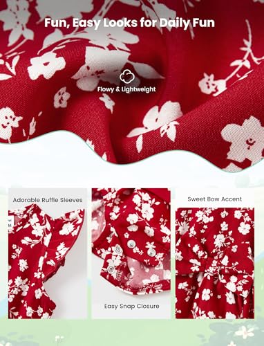 Image of PATPAT Family Matching Outfits Mommy and Me Dresses Floral Dress & T-Shirts | Mommy and Me Easter Dresses, Puff Sleeve Floral Sundress, Cotton Blend T-shirts, Couples Party Wedding Vacation Outfits