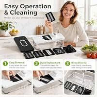 Solucky Mandoline Vegetable Slicer, 7-in-1 Multi-Purpose Food Chopper & Grater with 5 Interchangeable Blades, Adjustable Julienne Cutter with Container & Safety Guard, Kitchen Gadget for Meal Prep — image 8