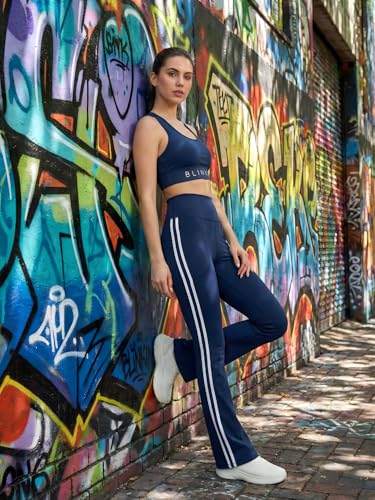 Image of BLINKIN Flared Gym Pants for Women's Workout - The Ultimate Yoga Pants | Workout Lowers | Gym Track Pants for Women with Side Pockets (5430)