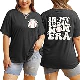 Plus Size Baseball Shirt Women Baseball Mom Shirts Gameday Short Sleeve Tees in My Baseball Mom Era Summer Casual Tops