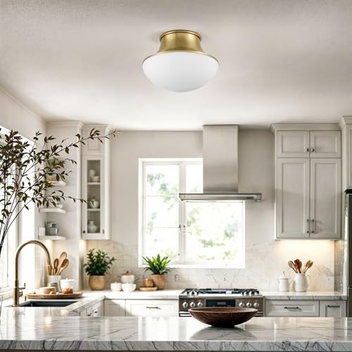 Kenroy Home Chelsea Opal Glass Flush Mount with Gold Metal Base by Kenroy Home - Image 3