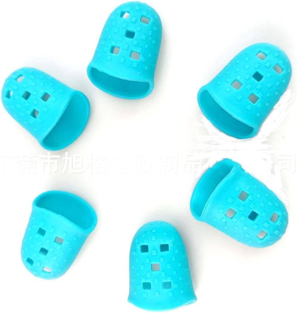 20 Pcs Finger Tips, 5 Sizes Anti-Slip and Reusable Silicone Fingertip Protector Guard Pads for Paper Sorting, Collating, Sewing, Money Counting, Guitar,Playing.etc(Sky Blue)