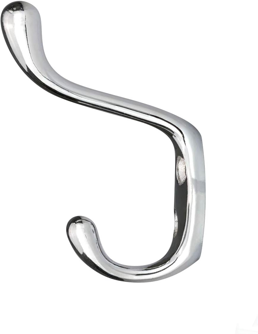 Rok Hardware Heavy Duty Dual Coat Hook, 3-1/2", Chrome, 10 Pack ROKCH101CH