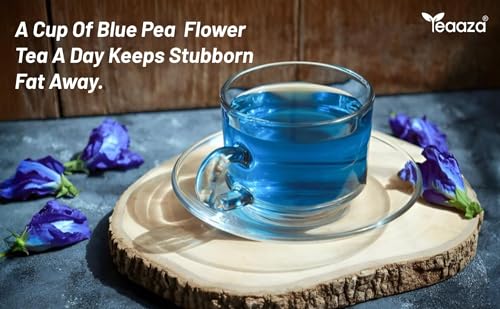 Image of Teaaza Blue butterfly Pea Flower tea for Weight loss, belly fat | 30 Grams| 60 Cups|Caffeine Free Herbal Tea | 100% Organic Blue Pea Tea | Plant Based | ANTIOXIDANT RICH | Non - GMO - Vegan | Reusable Tin