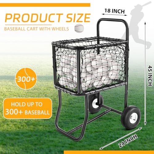 Vercraft Sports Baseball Cart with Wheels Large Softball Caddy Ball Holder Holds up 300 Baseballs or 150 Softballs(18 x 24 x 45 Inches,Black) by Vercraft - Image 3