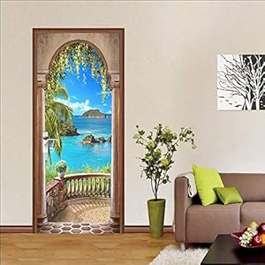 SJKstore 3D Deur stickers Zeezicht Deur muurschildering 77x200cm Foto deur Verwijderbare Vinyl DIY Wanddeur Art Canvas…
