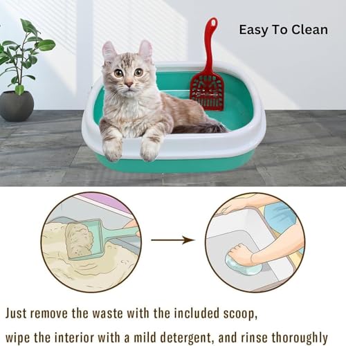 Image of Cature Care by Nature Cat Litter Tray Box for Kittens and Rabbits Open with Pedal Toilet, Large Space Capacity Sand Bowl with Pet Supplies and Free 6 L Cat Litter and Spoon (Color May Vary)