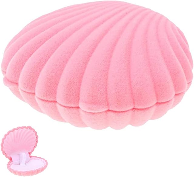 NALCY Shell Shape Velvet Necklace Gifts Box, Ring Pendant Jewelry Earrings Storage Display Storage Case(Pink)