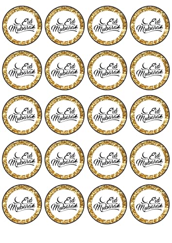 20 x 5cm eid Mubarak cupcake toppers wafer card - NOT-PRECUT - Halal Vegan Eid Al-Fitr Eid-Al-Adha (3)