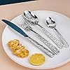 Ikxo silverware set 24 piece stainless steel silver flatware set for 6 silver tableware set with vintage carving cutlery set great for family gatherings daily use  urban country home decor