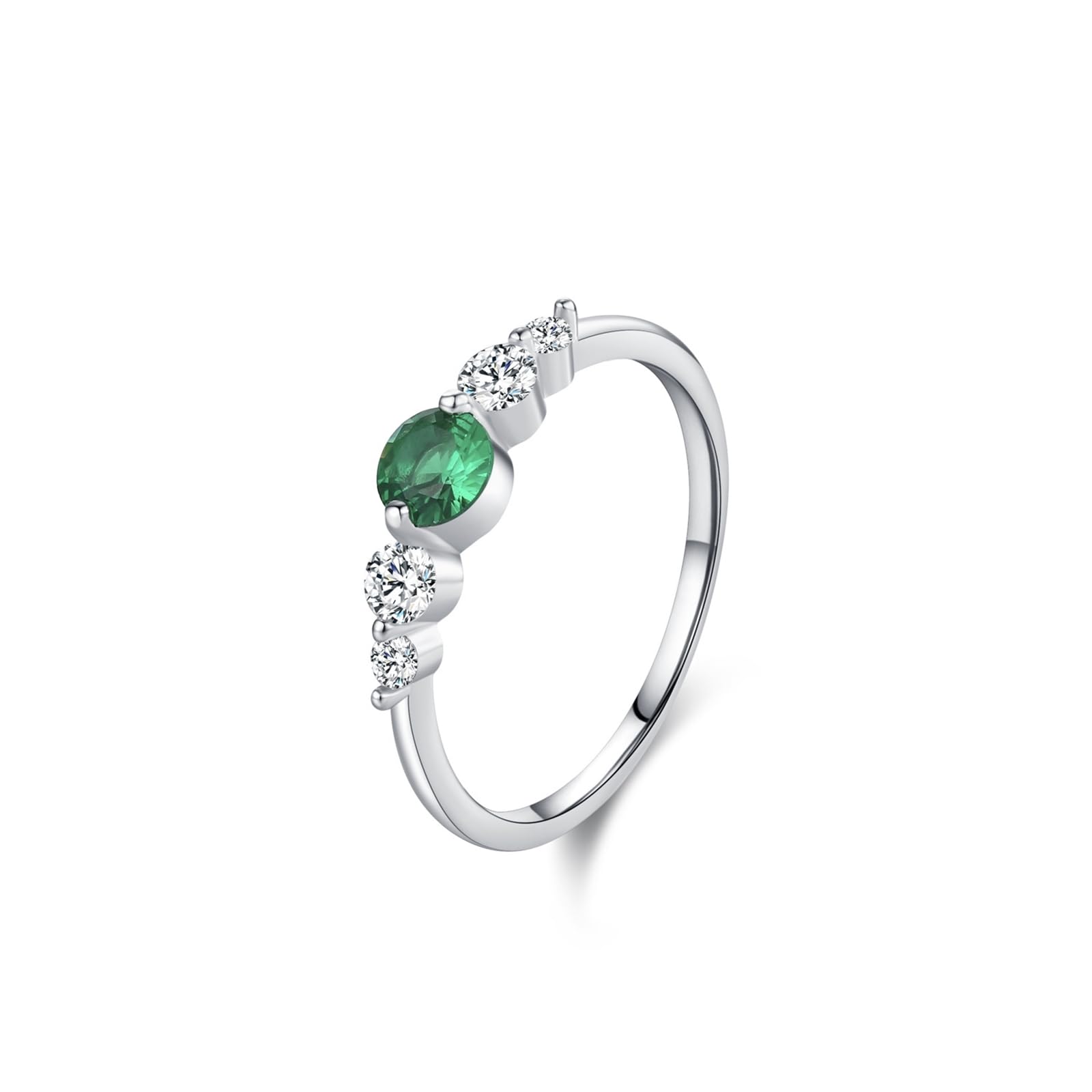 Anillo de boda de oro real con esmeralda creada de 0,3 ct, anillo de boda de oro blanco, elegante anillo de compromiso para mujer