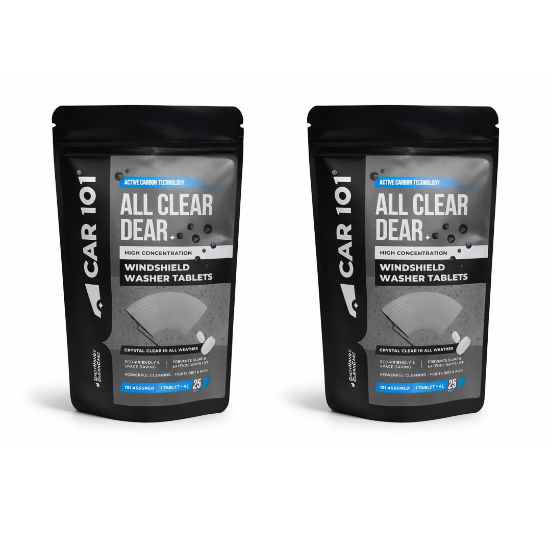 CAR101 Windshield Washer Tablets – 50Pcs | Car Accessories | Automotive Glass Wiper Cleaning Tablets | Concentrated Glass Cleaning | Bug & Dirt Remover, Eco-Friendly Washer Fluid Substitute