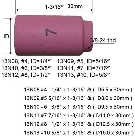 Image of RIVERWELD TIG Torch Ceramic Cup 13N08 13N09 13N10 13N11 13N12 13N13 kit 6pc