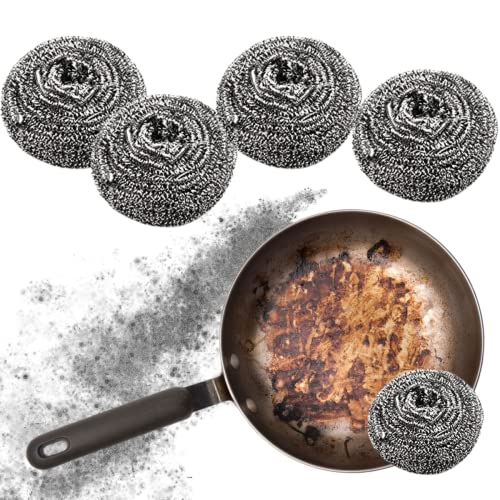 VERALY.MX Set 4 Fibras Metálicas Espiral para Lavar Trastes Cocina Esponja Acero Inoxidable para Lavar Trastes Platos Limpieza del Hogar Larga Duracion Paquete