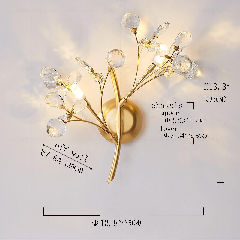 Image of Modern Crystal Wall Sconces 2 Light Flower Moulding Wall Light Fixtures Vintage French Wall Lamp Fixtures for Bedroom Living Room Corridor Restaurant Gold B8800 (2 Light)
