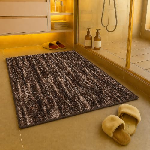 Image of Bathroom Mat Anti Slip Bathmat Water soak Absorbent Mats (40x60 CM, Brown)