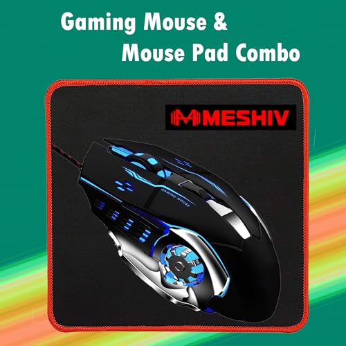 Image of TJ-1 Gaming Mouse with Mouse Pad Combo | Wired USB 2.0 | RGB Mice, 3200 DPI LED Backlight 6 Button, 4 Color Breathing Lights with 1.5M Cable for PC, Laptop, Desktop, Gamers (Black)