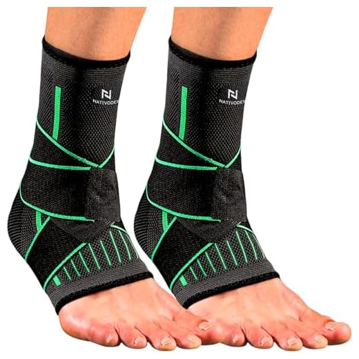 NativoDex Tobillera para Esguince, Estabiliza el Tobillo y Previene Torceduras, para Soporte y Compresión, Recupera Lesiones como Fascitis Plantar, Deportiva con Velcro Ajustable (Verde (Par), XL)