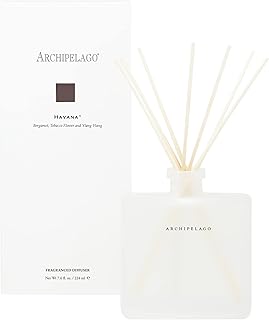 Havana Reed Diffuser, Home Fragrance Reed Diffuser, Includes Fragrance Oil, Frosted Glass Vessel & 10 Diffuser Reeds, Perfect for Home, Office or Gift, 7.6 Fl Oz