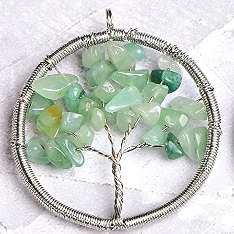 1pc Natural Stone Crystal Tree Of Life Pendant Colourful Mineral Jewelry Rose Quartz Cover