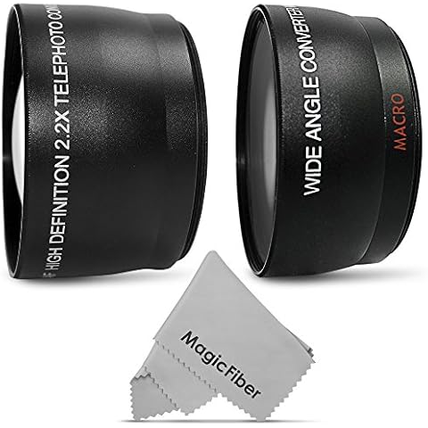 52MM Vivitar 2.2x Telephoto and 0.43X Wide Angle High Definition w/ Macro Portion Lenses for NIKON DSLR (D5200 D5100 D5000 D3300 D3200 D3100 D3000) + Premium MagicFiber Microfiber Lens Cleaning Cloth Cover