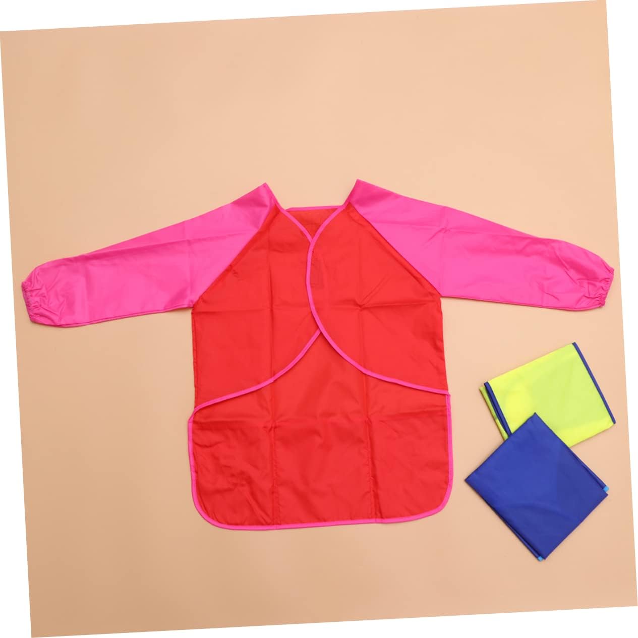 3Pcs Art Smocks Long Sleeved Painting Apron for Boys and Red Yellow Closure for Convenient Use for Drawing and Painting Activities