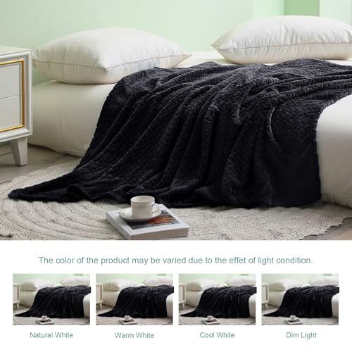 Image of Exclusivo Mezcla Soft Fleece Bed Blanket Queen Size, 90 inchx90 inch, Black