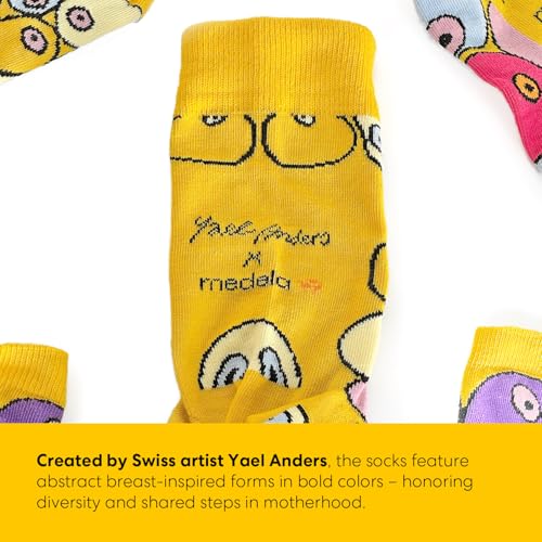 Medela Matching Mom-Baby Socks | Limited Edition by Swiss Artist Yael Anders | Part of ‘With You, Every Step of the Way’ Campaign | Gift with Purchase of the Wearable Motion InBra™ Breast Pump