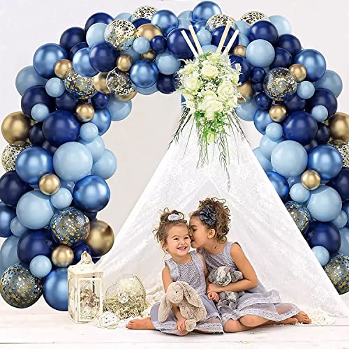 Guirnalda de globos azul, 98 unidades, con azul marino, azul, dorado, azul claro, metálico para confeti para niños, jóvenes, niñas, baby shower, decoración de cumpleaños, boda, fiesta de bebé Cover